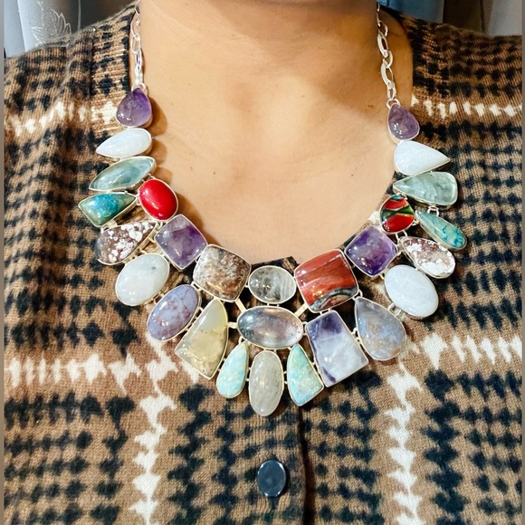 Muti-Gemstone Statement Necklace - Picture 12 of 15